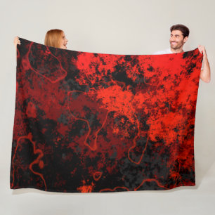 Red, Black and Grey Marble Abstract Fleece Blanket