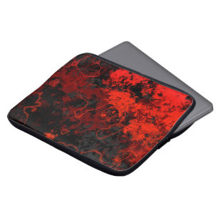 Red, Black and Grey Marble Abstract Laptop Sleeve