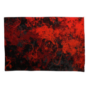 Red, Black and Grey Marble Abstract Pillowcase