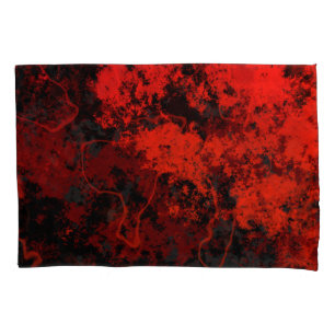 Red, Black and Grey Marble Abstract Pillowcase
