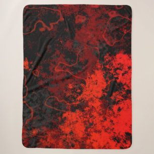 Red, Black and Grey Marble Abstract Sherpa Blanket
