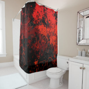 Red, Black and Grey Marble Abstract Shower Curtain