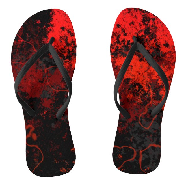 Red, Black and Grey Marble Abstract Thongs (Footbed)