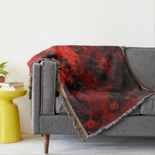Red, Black and Grey Marble Abstract Throw Blanket