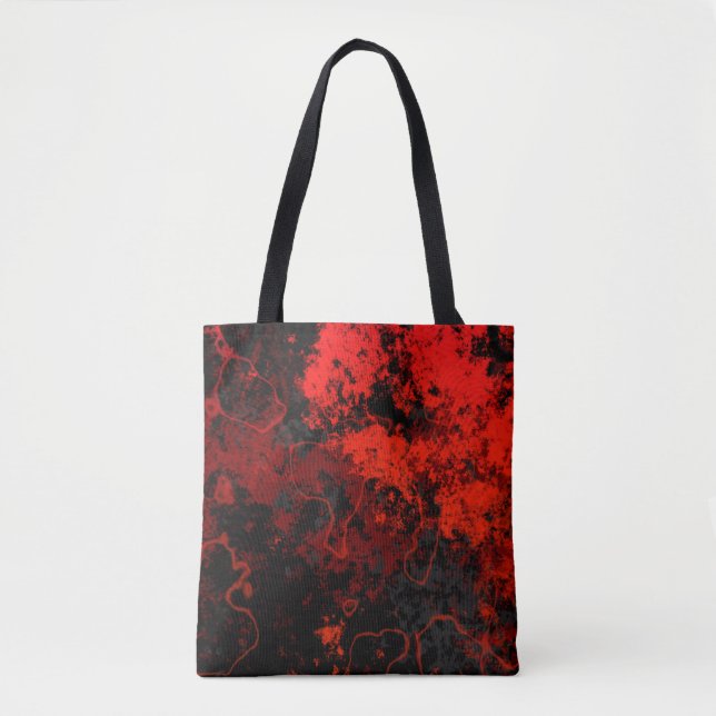 Red, Black and Grey Marble Abstract Tote Bag (Front)