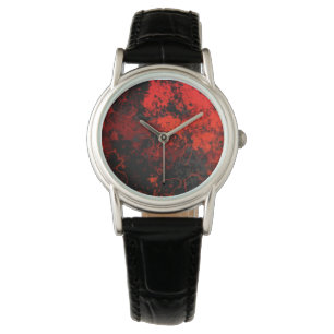 Red, Black and Grey Marble Abstract Watch