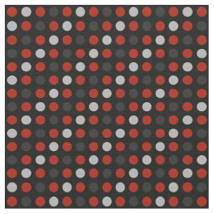 Red, black and grey polka dots fabric