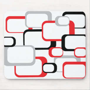 Red Black and Grey Retro Square White Mousepad