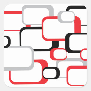 Red Black and Grey Retro Squares Pattern Sticker
