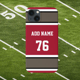 Red Black and Pewter Sports Stripe iPhone 13 Case
