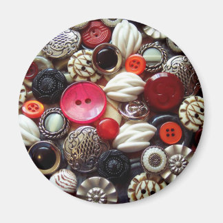 Red Black and Silver Button Collage Magnet