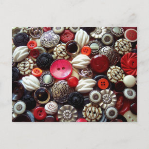 Red Black and Silver Button Collage Postcard