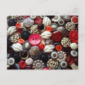 Red Black and Silver Button Collage Postcard