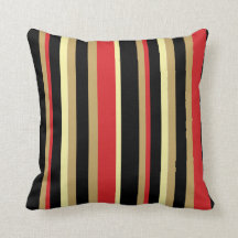 Red, Black, and Tan Striped Throw Pillow
