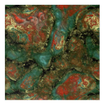 Red, Black and Turquoise Stone Abstract