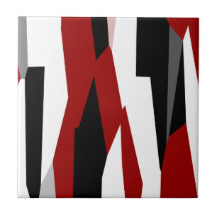 Red black and white abstract ceramic tile
