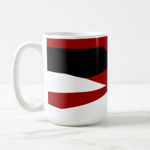 Red black and white abstract coffee mug