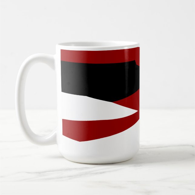 Red black and white abstract  coffee mug (Left)