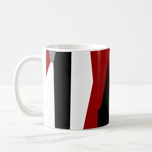Red black and white abstract   coffee mug (Left)