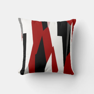 Red black and white abstract  cushion