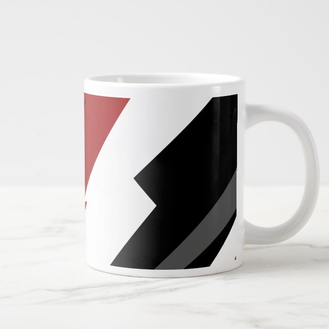 Red black and white abstract  large coffee mug (Right)