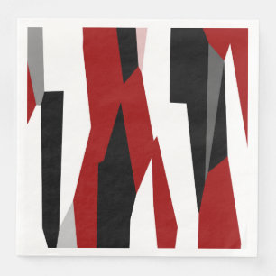 Red black and white abstract   napkin