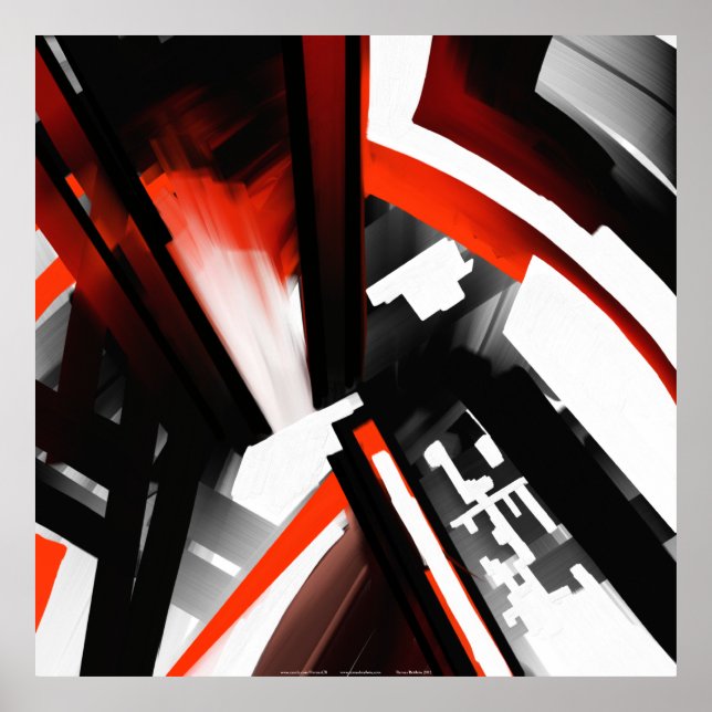 Red Black and White Abstract Poster (Front)