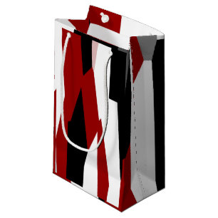 Red black and white abstract  small gift bag
