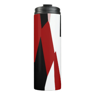 Red black and white abstract thermal tumbler