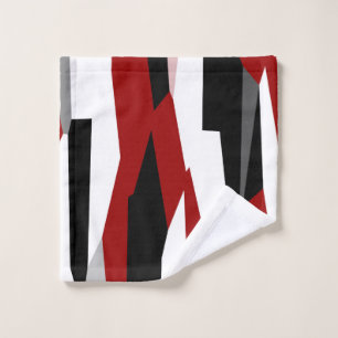 Red black and white abstract   wash cloth