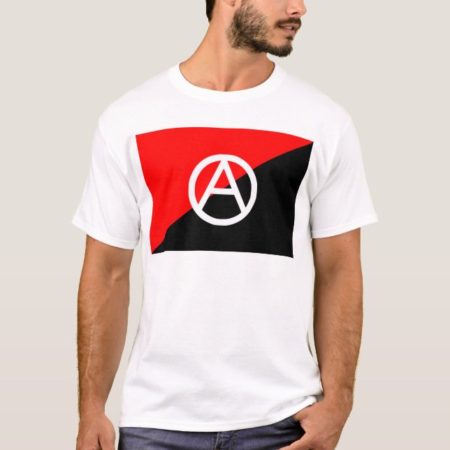 Red Black and White Anarchist Flag Anarchy T-Shirt (Front)