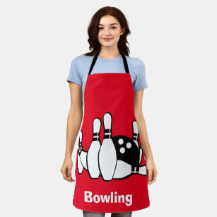 Red Black and White Bowling Apron