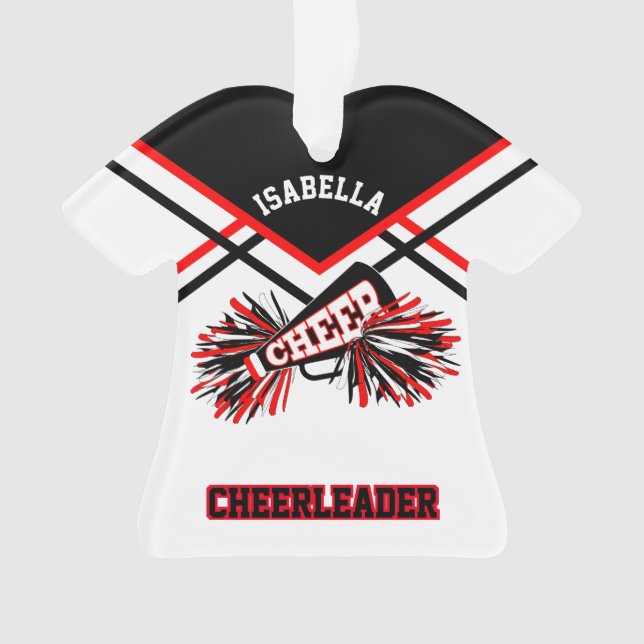 Red, Black and White Cheerleader Ornament (Front)
