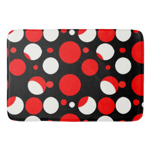 Red Black and White Circles Pattern Bath Mat