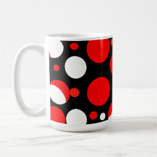 Red Black and White Circles Pattern Coffee Mug