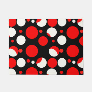 Red Black and White Circles Pattern Doormat