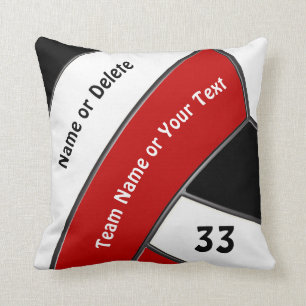 Red, Black and White Custom Volleyball Gift Ideas Cushion