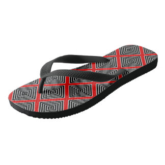 Red Black and white diamond pattern Thongs