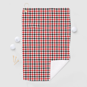 Red Black and White Gingham Check Golf Towel