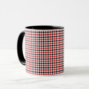Red Black and White Gingham Check Mug