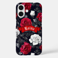 Red Black and White Goth Roses iPhone / iPad case