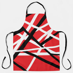 Red, Black, and White Graphic Apron