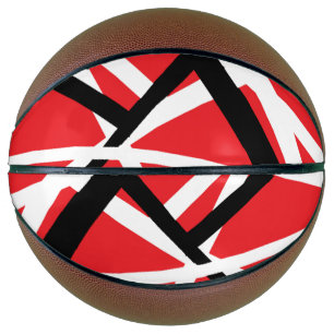 red, black, and white graphic basketball