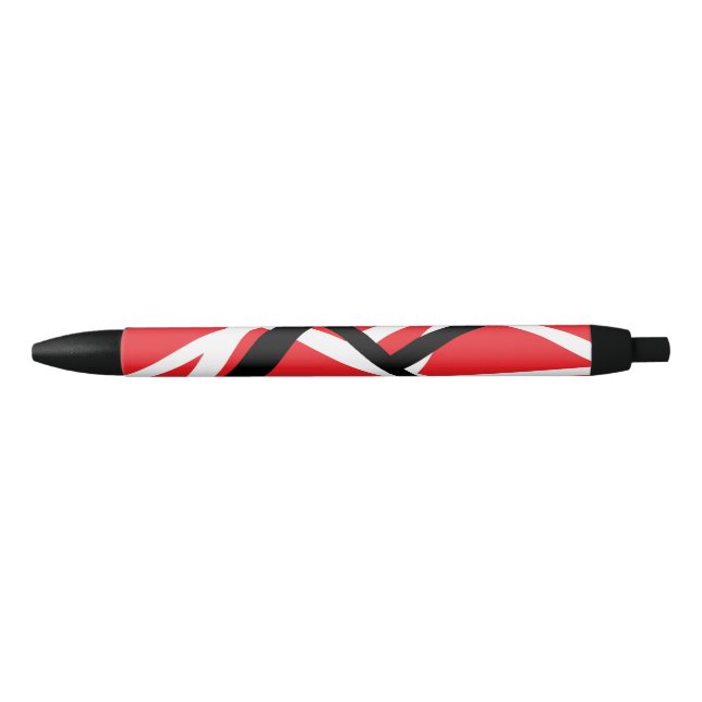 Red, Black, and White Graphic  Black Ink Pen (Front)