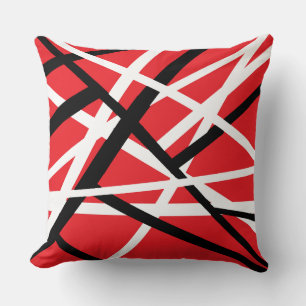 Red, Black, and White Graphic  Cushion