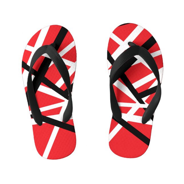 Red, Black, and White Graphic  Kid's Thongs (Footbed)