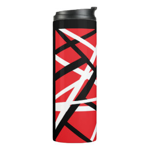 red, black, and white graphic thermal tumbler