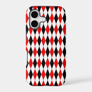 Red Black and White Harlequin Diamonds Pattern
