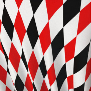 Red Black and White Harlequin Diamonds Pattern  Fabric