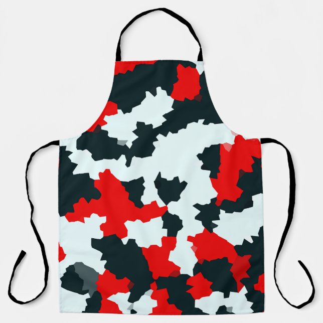 Red Black and White Irregular Abstract Apron (Front)